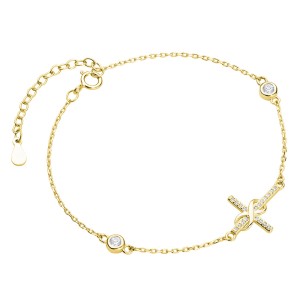 Bratara argint placata cu aur galben cu infinit si cruciulita cu pietre DiAmanti Z1678BG_W-DIA (Argint 925‰ 1,9 g.)